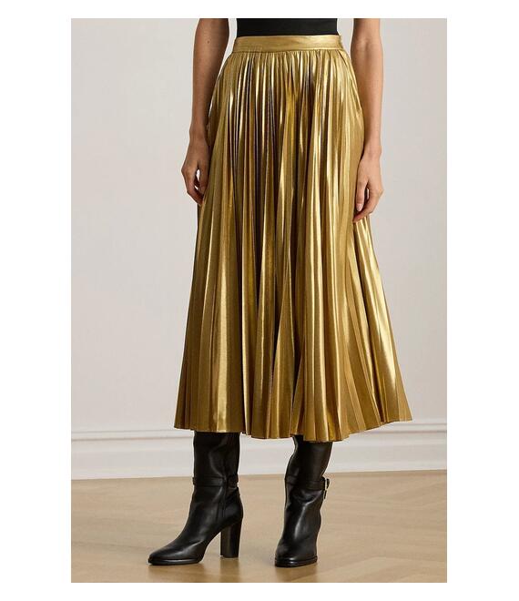 Φούστα Lauren Ralph Lauren χρώμα: χρυσαφί, 200P03432