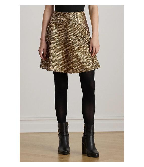 Φούστα Lauren Ralph Lauren χρώμα: χρυσαφί, 200979905