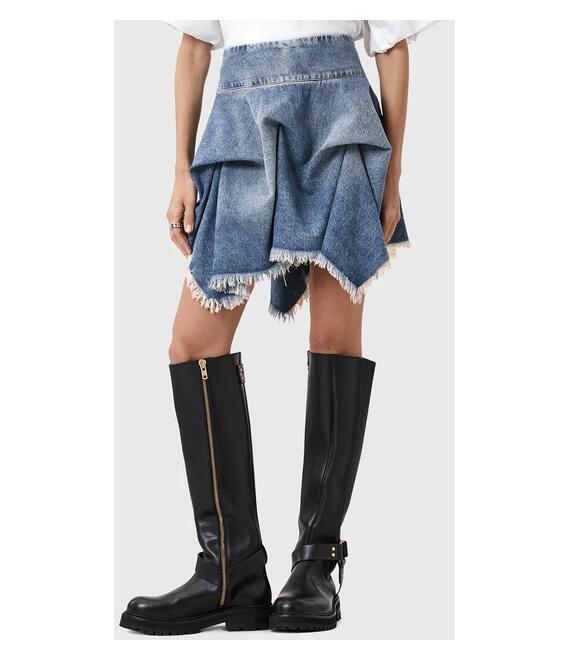 Τζιν φούστα AllSaints CRISSY χρώμα: μπλε, W025RD