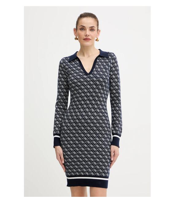 Φόρεμα από μείγμα μαλλιού Guess AUBREY χρώμα: ναυτικό μπλε, W5BK25 Z3JD2