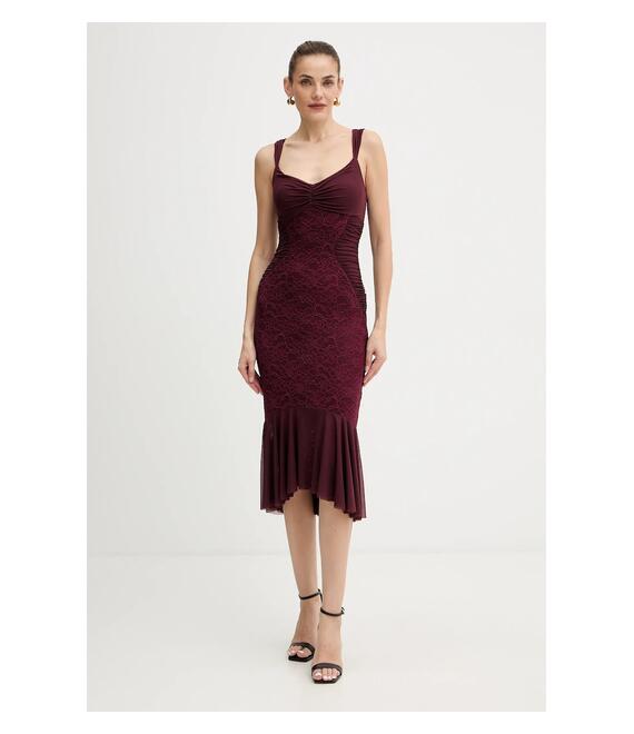 Φόρεμα Guess CAITLYN χρώμα: μπορντό, W5BK17 KB7V2