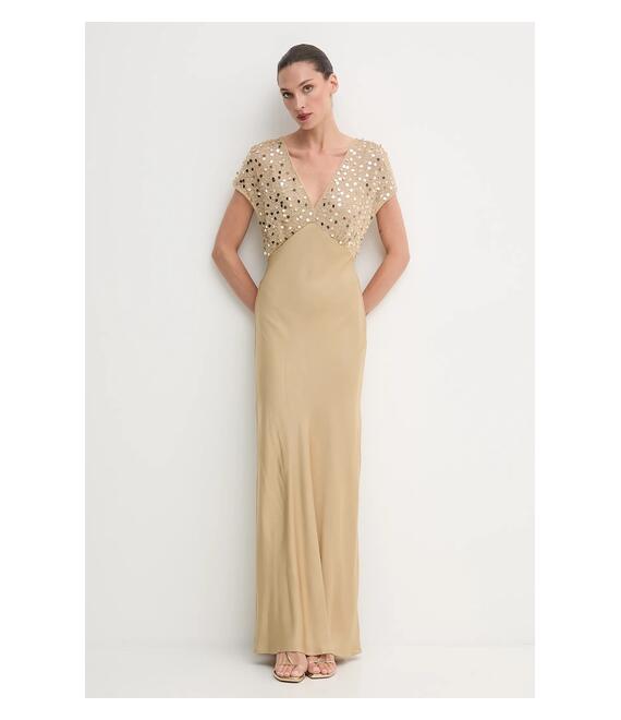 Φόρεμα Never Fully Dressed χρώμα: χρυσαφί, NFDDR2230