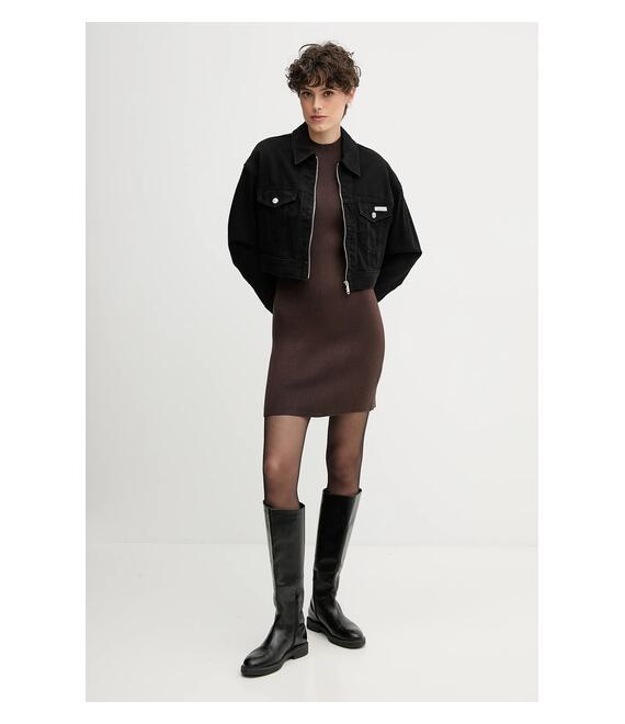 Φόρεμα Calvin Klein Jeans χρώμα: καφέ, LV047D318G
