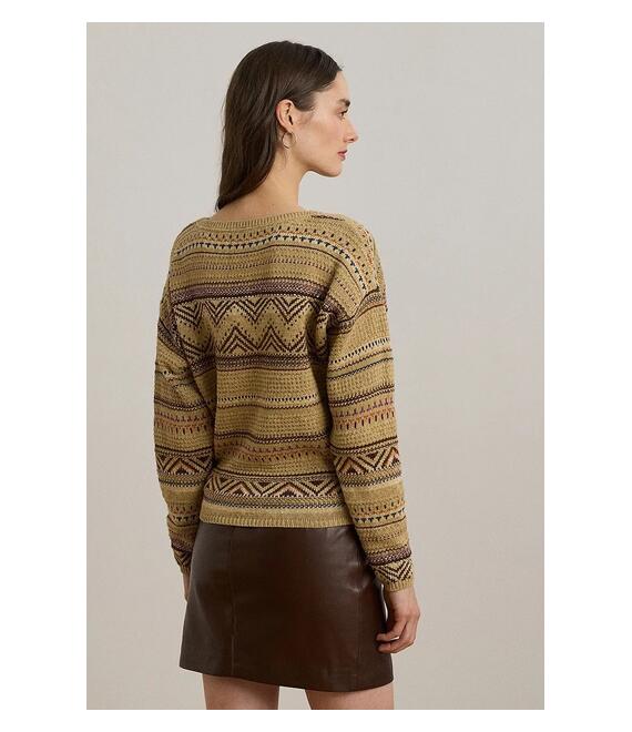 Πουλόβερ από λινό μείγμα Lauren Ralph Lauren χρώμα: μπεζ, 200971322