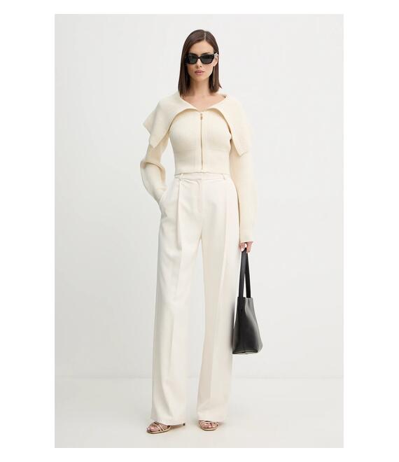 Ζακέτα με προσθήκη μαλλιού Elisabetta Franchi χρώμα: μπεζ, MK04S56E2