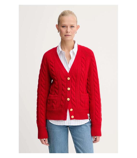 Μάλλινη ζακέτα Bally γυναικεία, χρώμα: κόκκινο, WKN0AM