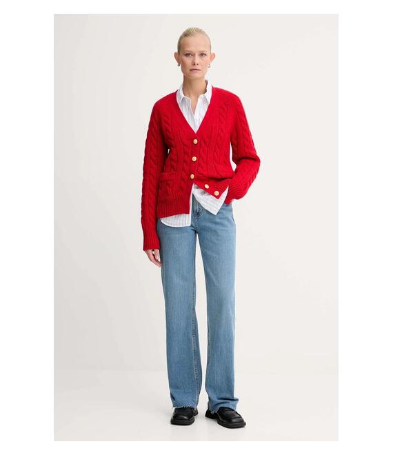 Μάλλινη ζακέτα Bally γυναικεία, χρώμα: κόκκινο, WKN0AM