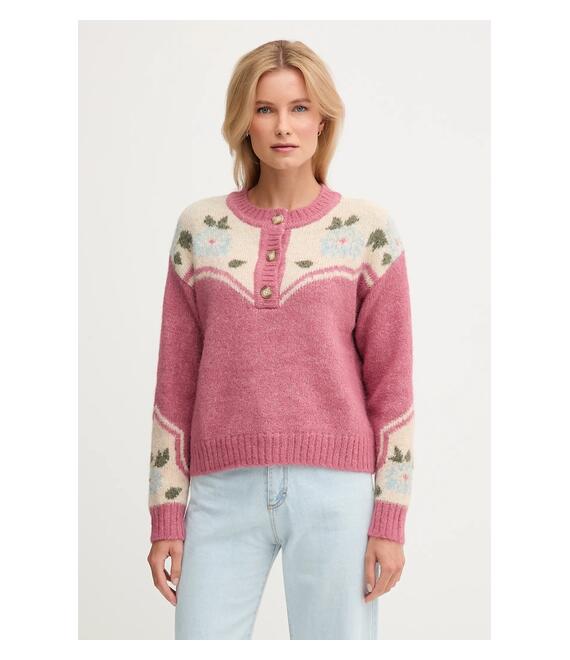 Πουλόβερ με προσθήκη μαλλιού Pepe Jeans χρώμα: ροζ, PL7000041