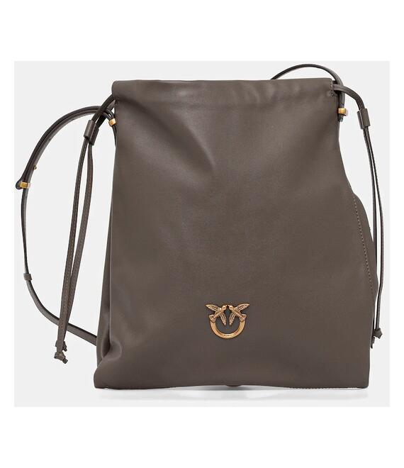 Δερμάτινη τσάντα Pinko χρώμα: γκρι, 104359 A0QO