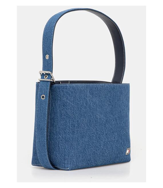 Τζιν τσάντα Tommy Jeans χρώμα: ναυτικό μπλε, AW0AW17876