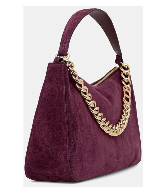 Τσάντα σουέτ Twinset χρώμα: καφέ, 252TB7162