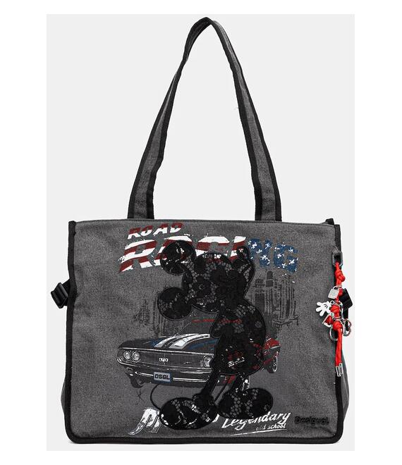 Τσάντα Desigual MICKEY STUD χρώμα: γκρι, 25WAXD20