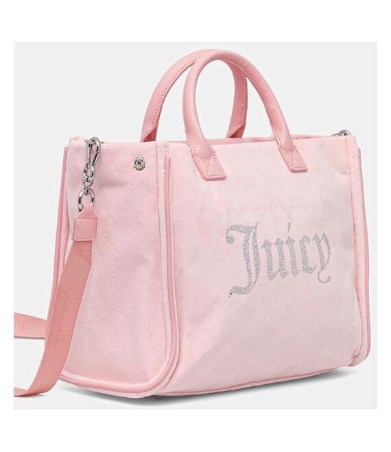 Τσάντα Juicy Couture Iris Velvet χρώμα: ροζ, BIJIR8944WZC