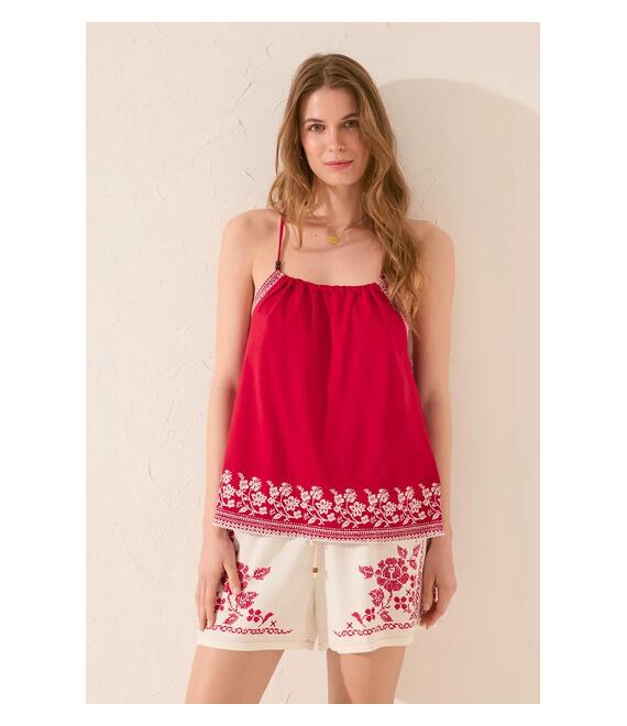 Αμάνικο μπλουζάκι women'secret χρώμα: κόκκινο, 3279704