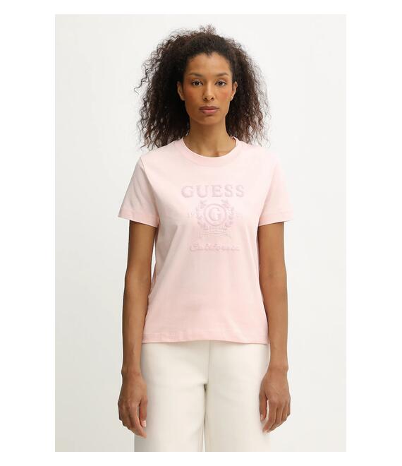 Βαμβακερό μπλουζάκι Guess MENA χρώμα: πορτοκαλί, V5BI07 K8FQ4