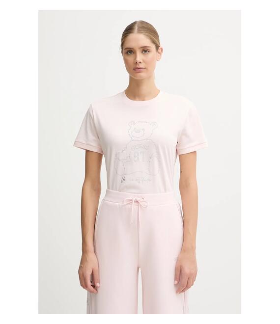 Βαμβακερό μπλουζάκι Guess χρώμα: ροζ, V5BI16 K8FQ4