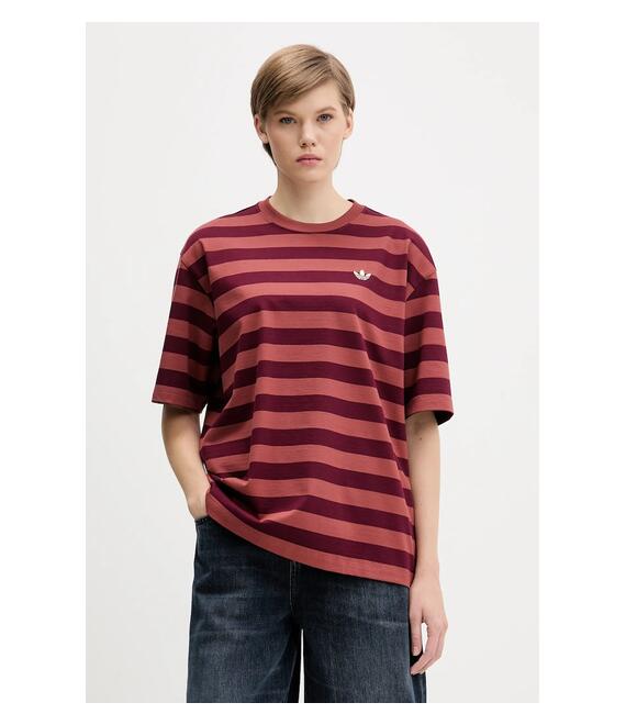 Βαμβακερό μπλουζάκι adidas Originals STRIPED SS TEE χρώμα: πορτοκαλί, KF2320