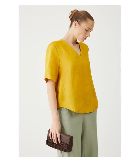 Λευκή μπλούζα Medicine γυναικεία, χρώμα: κίτρινο