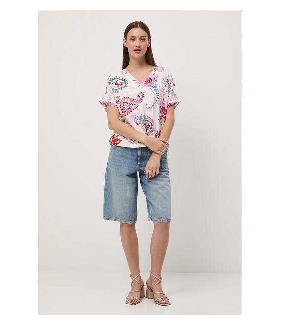 Μπλούζα με μείγμα από λινό Medicine γυναικεία, χρώμα: πολύχρωμο