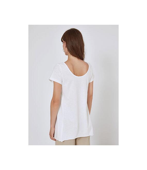 Βαμβακερή μπλούζα με ασύμμετρο τελείωμα SM9428.4957+2