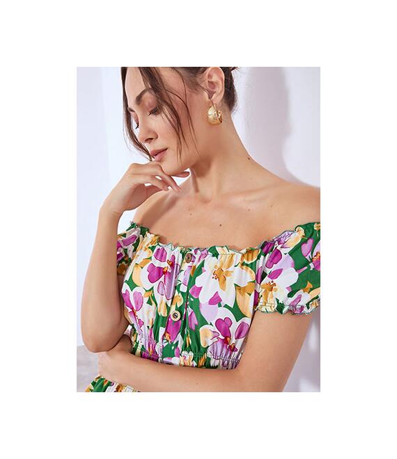 Φόρεμα βαμβακερό φλοράλ μίντι SN7591.8504+3