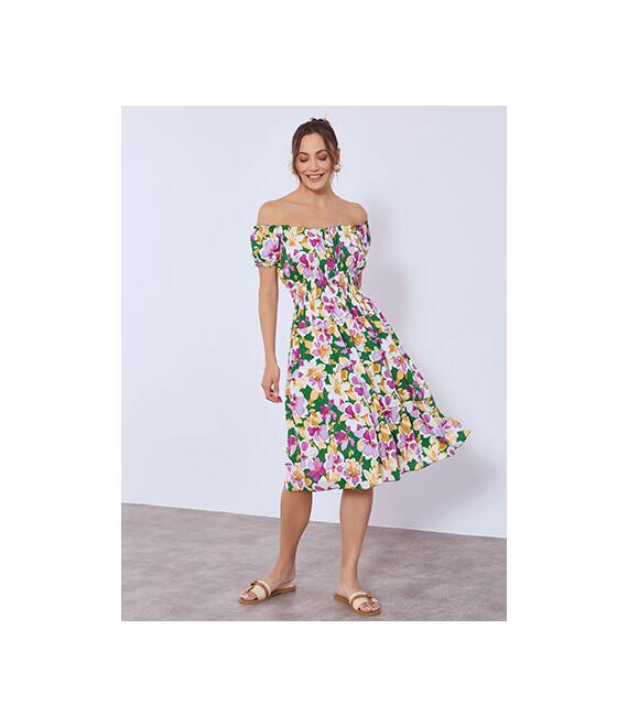 Φόρεμα βαμβακερό φλοράλ μίντι SN7591.8504+3