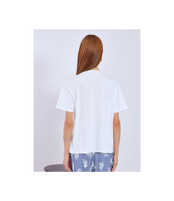 T-shirt με πέτρες strass στη λαιμόκοψη SN7642.4029+1