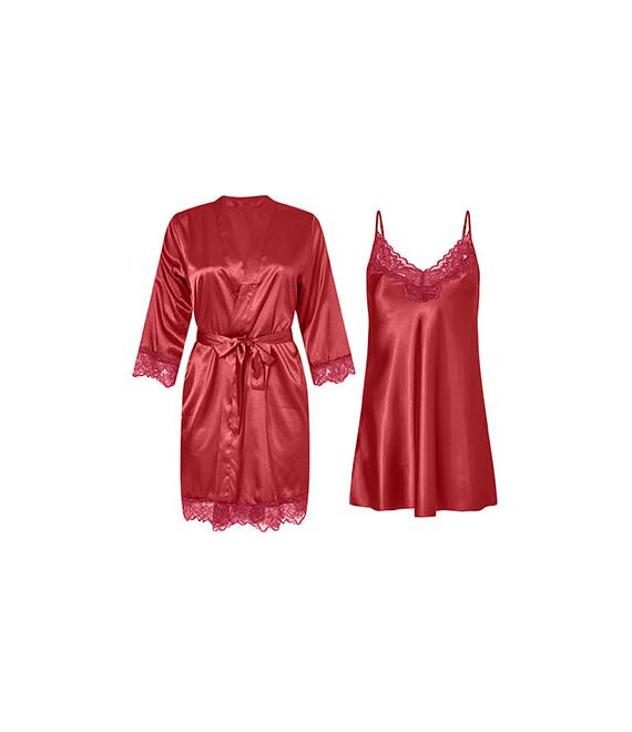 Σετ νυχτικό με ρόμπα σατέν SN9858.0756+3