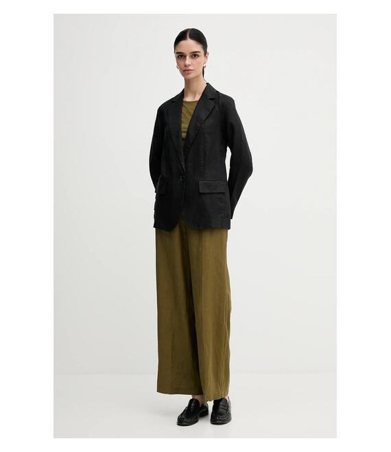 Λινό πανωφόρι Sisley χρώμα: άσπρο