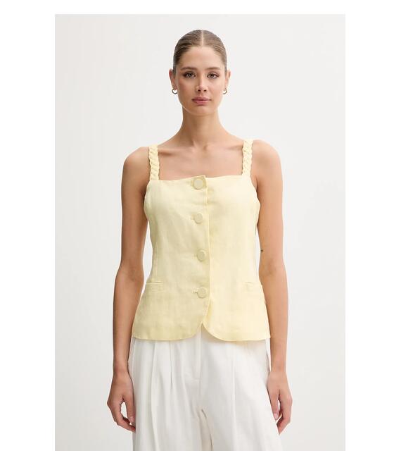 Λευκή μπλούζα Pedro del Hierro γυναικεία, χρώμα: κίτρινο, 7659073