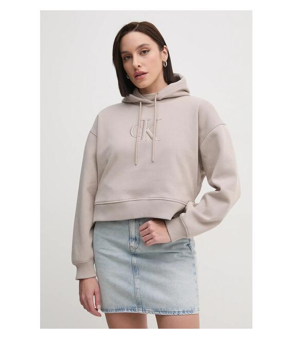 Μπλούζα Calvin Klein Jeans χρώμα: μπεζ, με κουκούλα, J20J224718