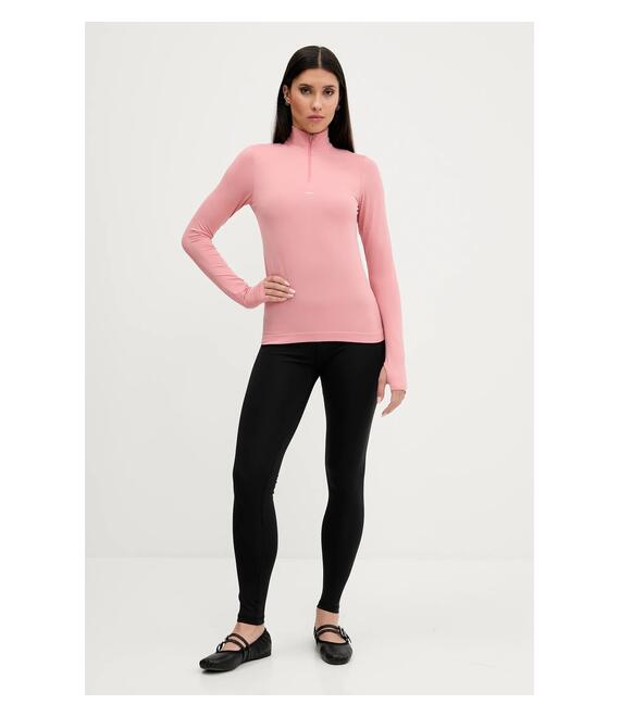 Μακρυμάνικο Pangaia Plant-Stretch Zipped Long Sleeve Top χρώμα: ροζ, 10002426