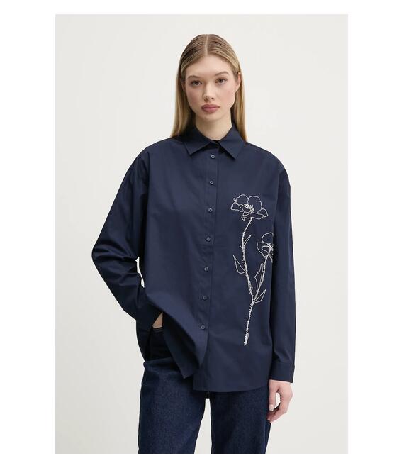 Βαμβακερό πουκάμισο Desigual POSEIDON χρώμα: ναυτικό μπλε, 25SWCW08