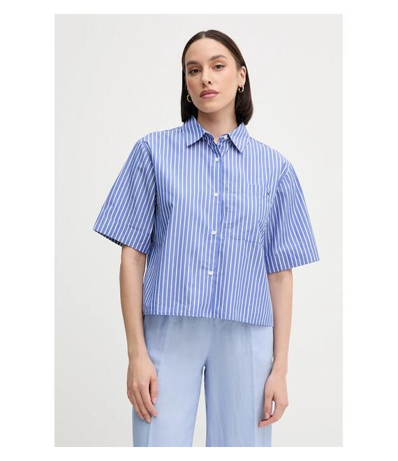 Βαμβακερό πουκάμισο Tommy Hilfiger χρώμα: μοβ, WW0WW44717