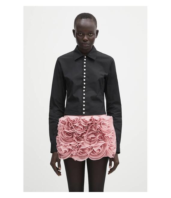 Βαμβακερό πουκάμισο AMBUSH Fitted Pearl Button Shirt χρώμα: μαύρο, 12115377