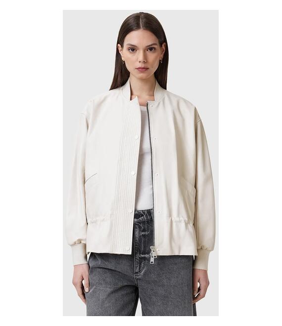 Δερμάτινο μπουφάν AllSaints SOFI χρώμα: άσπρο, W126LB