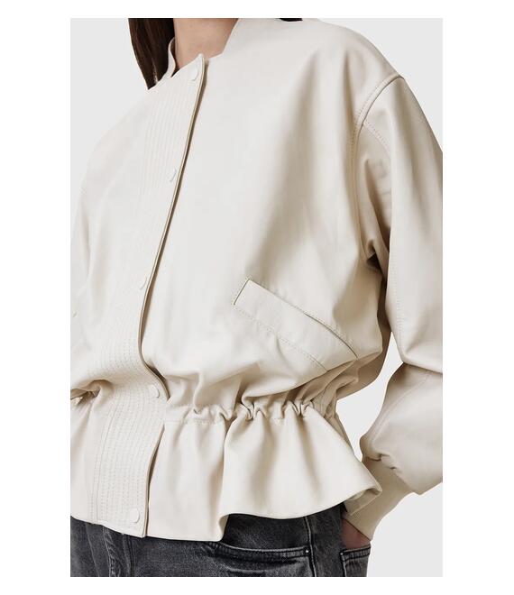 Δερμάτινο μπουφάν AllSaints SOFI χρώμα: άσπρο, W126LB