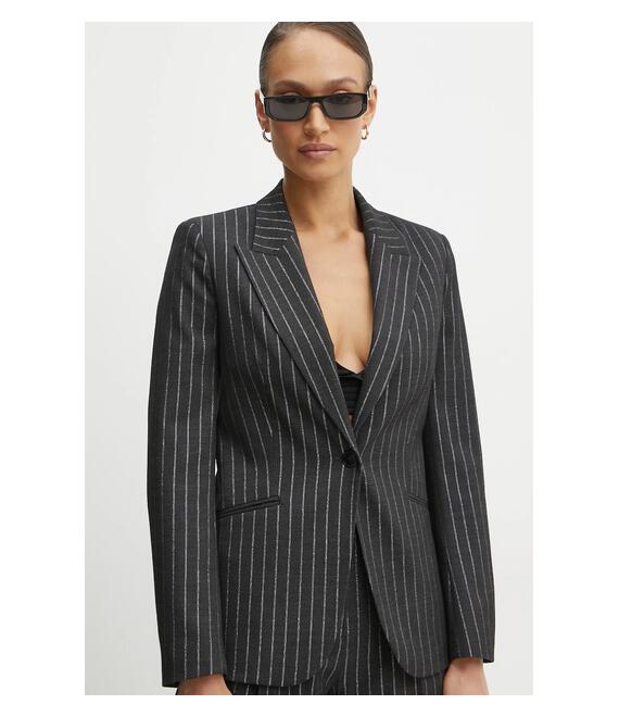 Μπλέιζερ με μίγμα μαλλιού Karl Lagerfeld χρώμα: γκρι, A1W14025