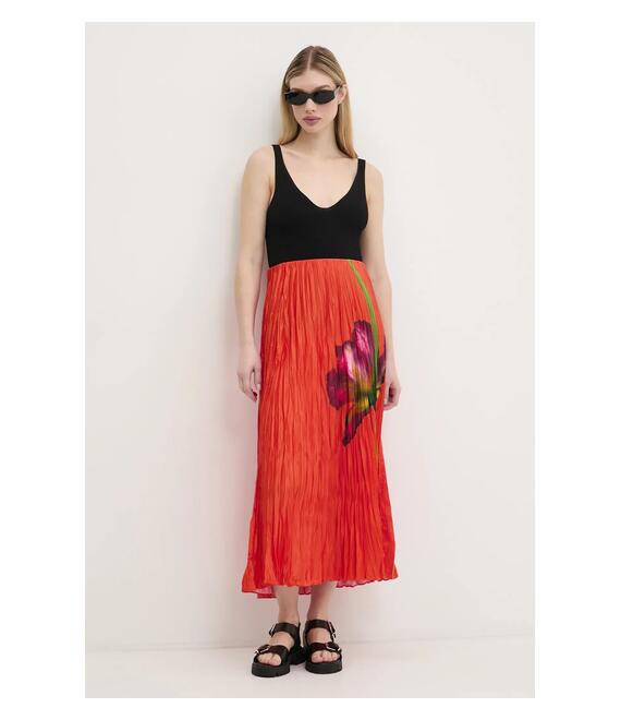 Φούστα Desigual FOLLET χρώμα: πορτοκαλί, 25SWFW06