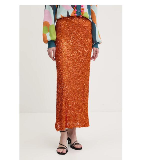 Φούστα Never Fully Dressed Rust Sequin Dorris χρώμα: πορτοκαλί, NFDSK634