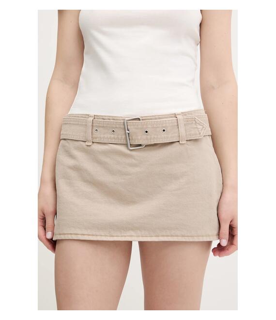 Τζιν φούστα Abercrombie & Fitch χρώμα: μπεζ, KI143-5308