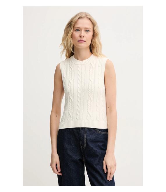 Βαμβακερό γιλέκο United Colors of Benetton χρώμα: μπεζ, 1694D10CM