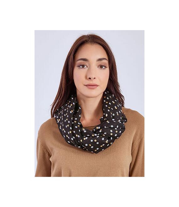 Εσάρπα πουά με ξέφτια WT673.A623+1