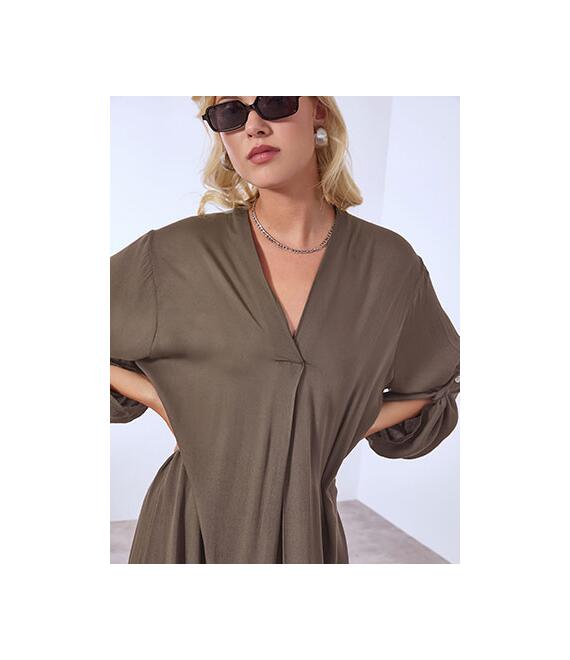 Φόρεμα μίντι oversized με πιέτα WT7587.8056+2