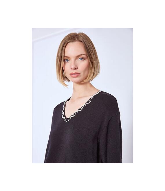 Φόρεμα πλεκτό μίντι με πέρλες WT7642.8627+1