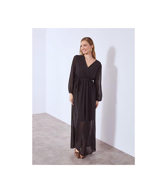 Φόρεμα κρουαζέ μάξι με ζώνη WT9875.8043+1