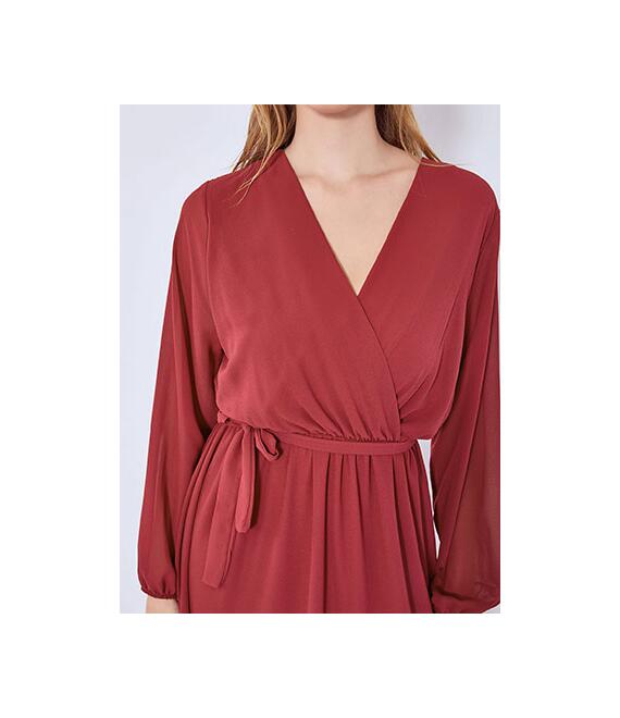 Φόρεμα κρουαζέ μάξι με ζώνη WT9875.8043+2