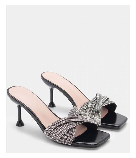 Mules με Φάσα Από Strass - Μαύρο