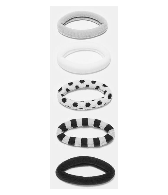 Stradivarius Σετ 5 Λαστιχάκια Για Γούνα Μαύρο Os