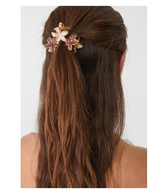 Stradivarius Σετ 6 Μίνι Τσιμπιδάκια Λουλούδια Εκρού Os